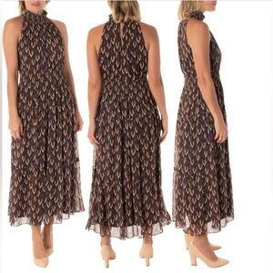 TAYLOR Navy/violet multi halter‎ neck chiffon tiered dress size 8.